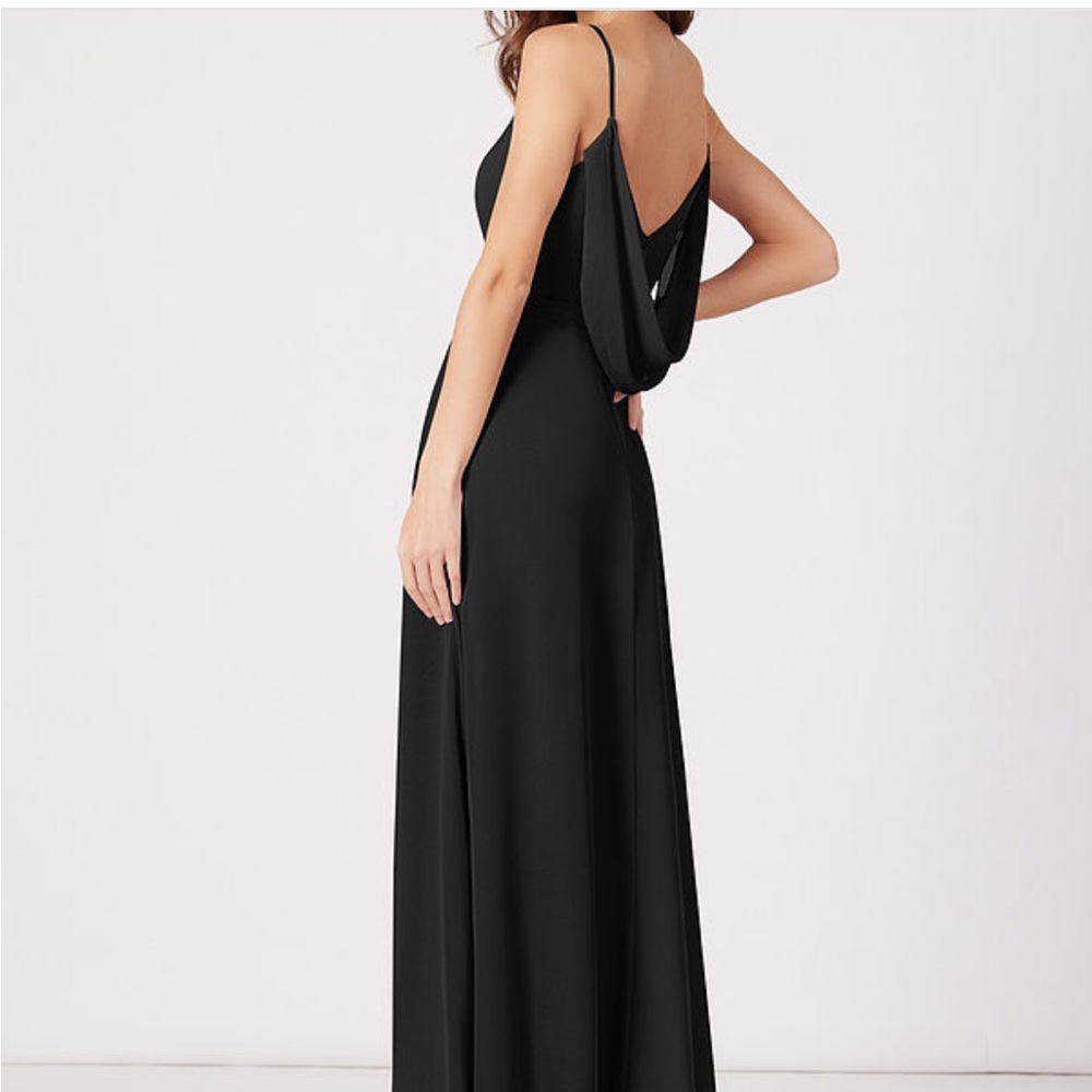 NWT Azazie Candice Black Bridesmaids Dress with Slits - Size 14 - Picture 8 of 13